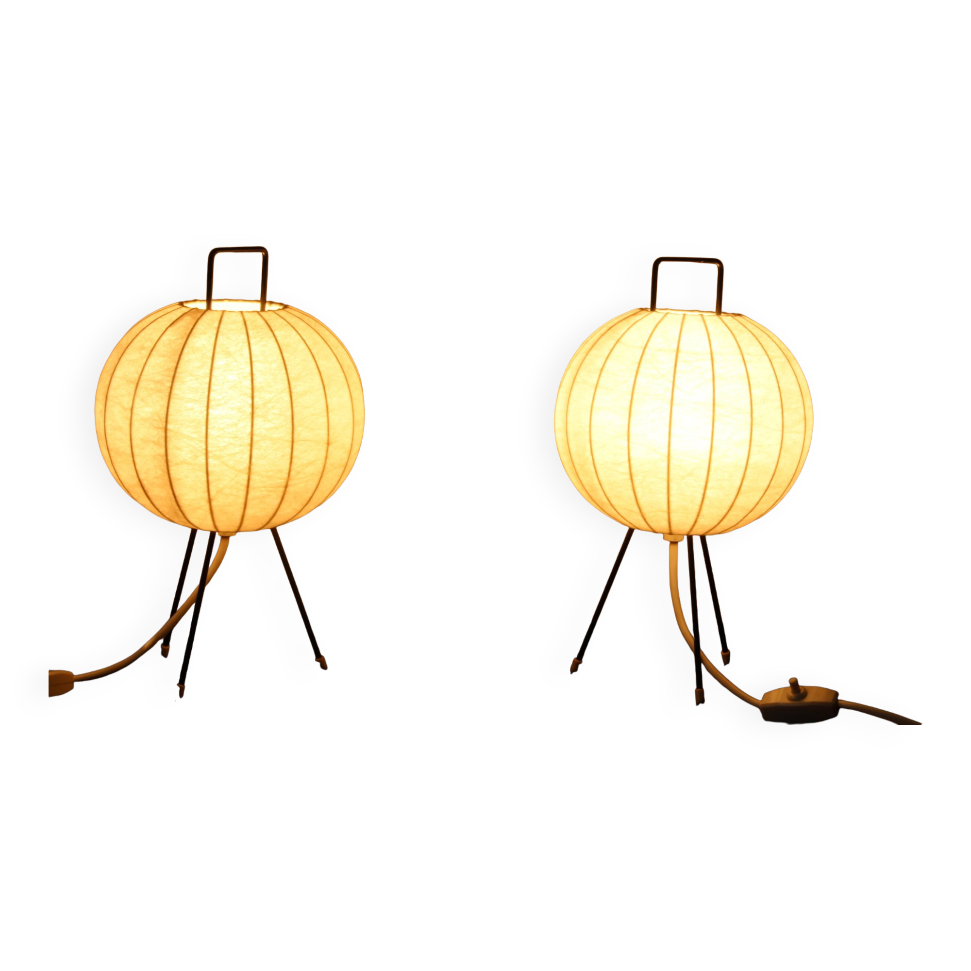 Pair of Cocoon Bedside Lamp by Friedel Wauer for Goldkant, 1960’s