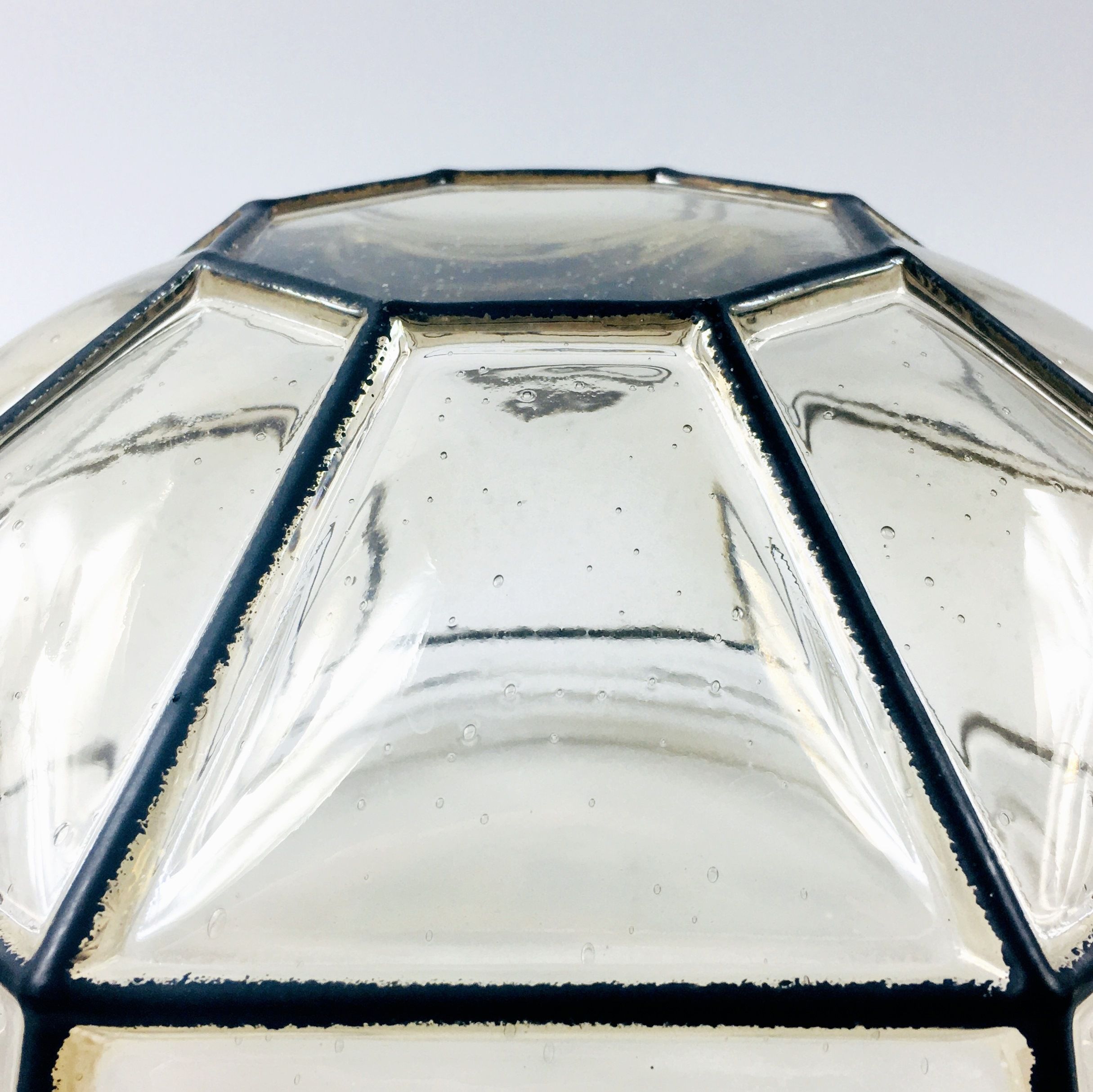 Pair of mid-century minimalist iron & glass flush mounts / ceiling lamps from limburg, germany, 1960