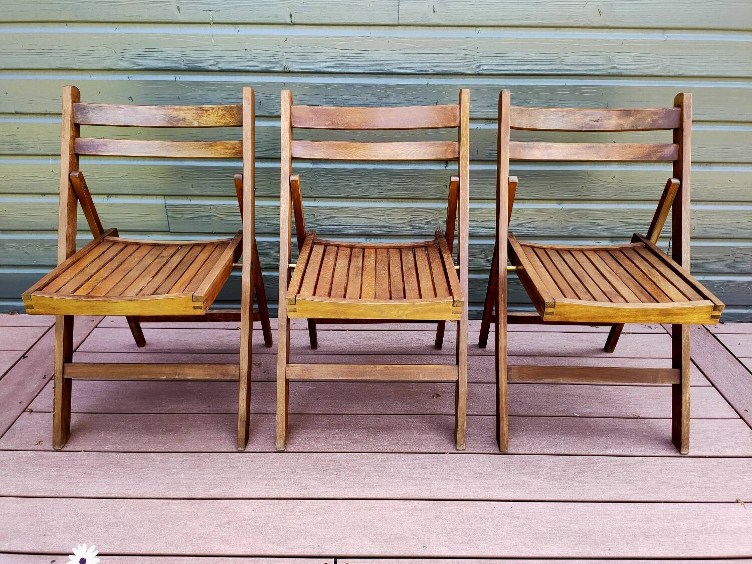 Ensemble de 3 chaises pliantes en hêtre