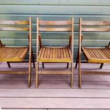 Ensemble de 3 chaises pliantes en hêtre