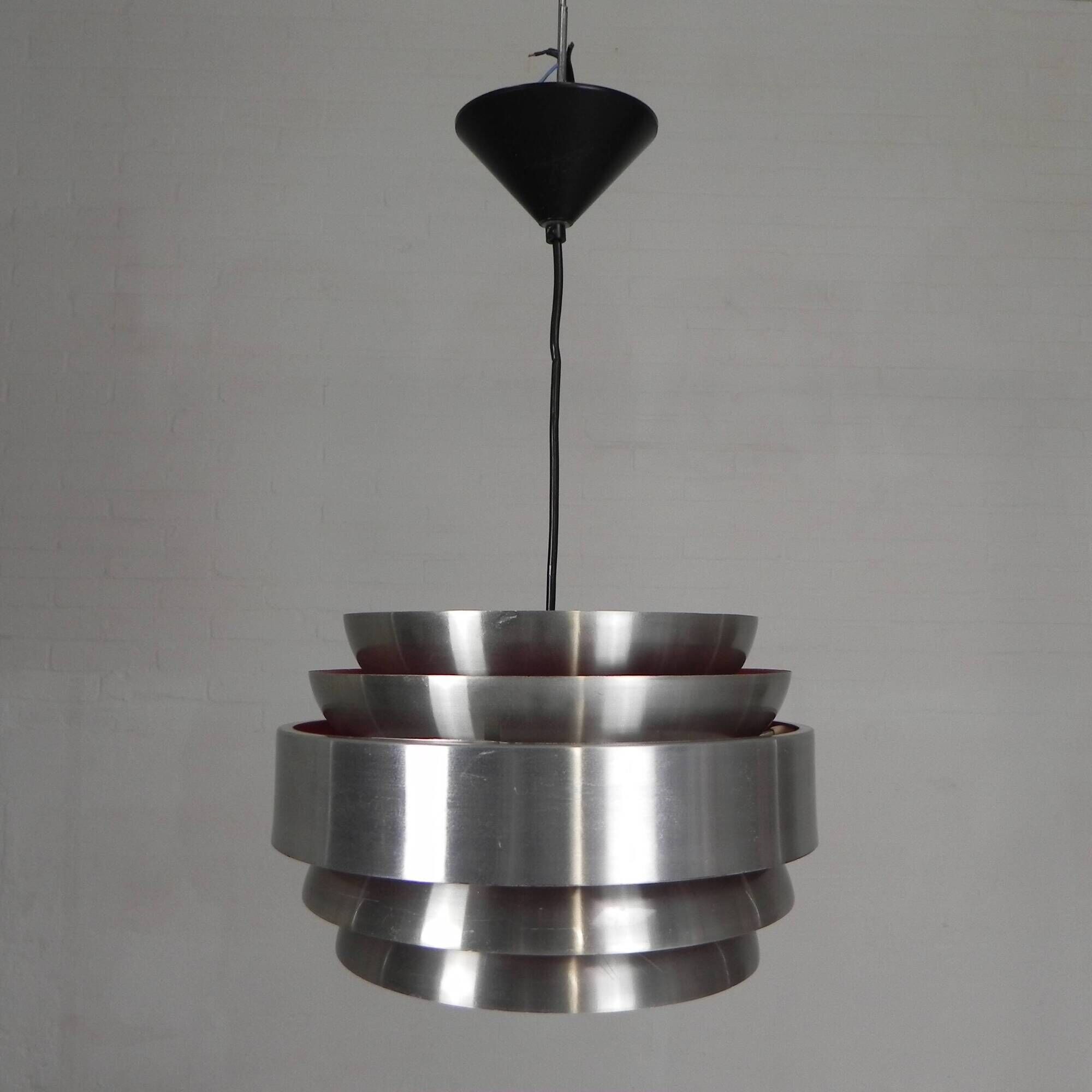 Vintage aluminum pendant lamp, Lakro Amstelveen, 1960s