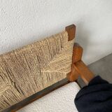 Pair of oak and straw armchairs, reconstruction style