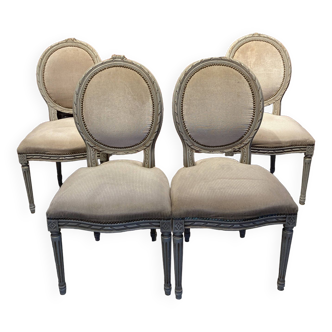 Set of 4 Louis XVI style medallion chairs