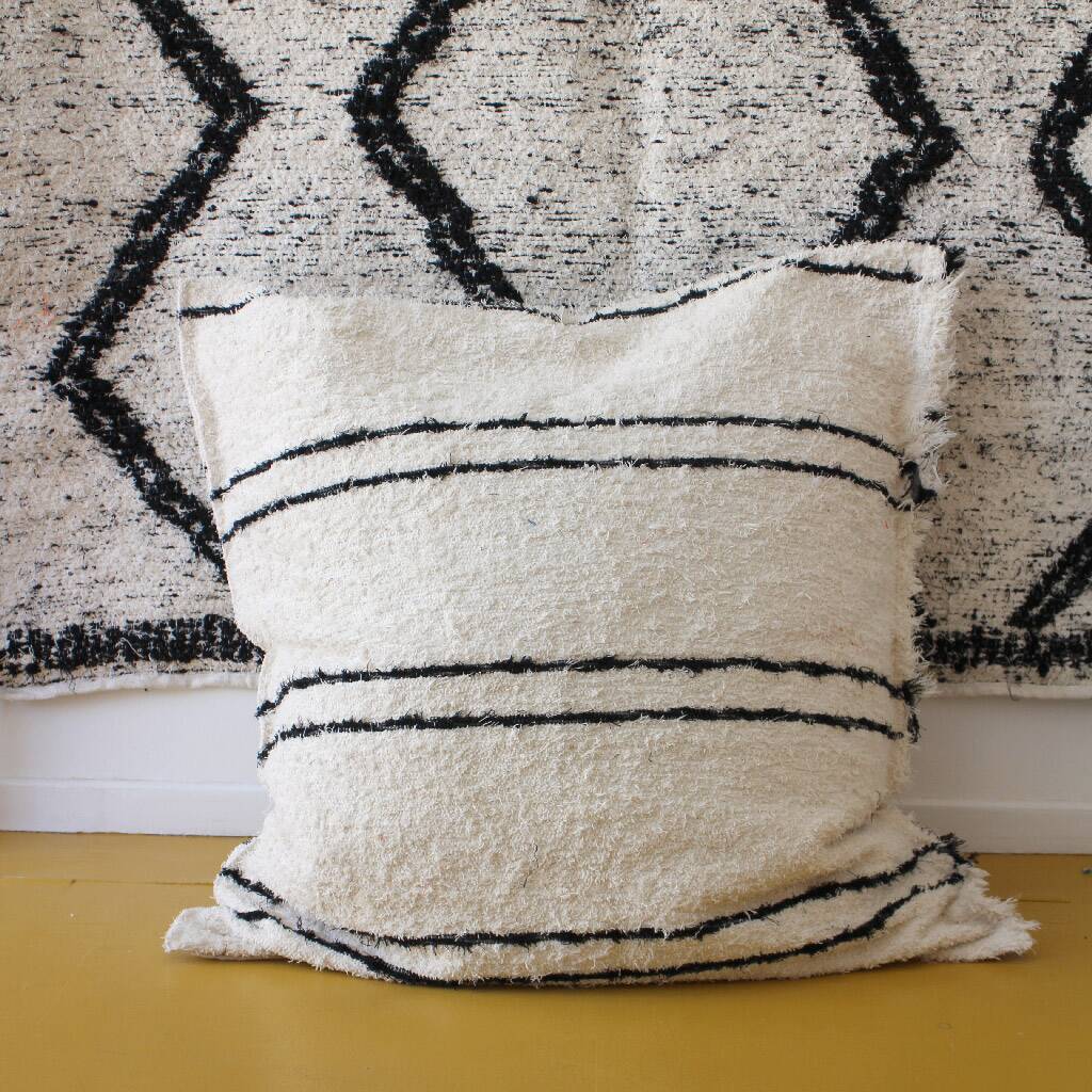 Housse de pouf artisanal en coton recyclé tissé main