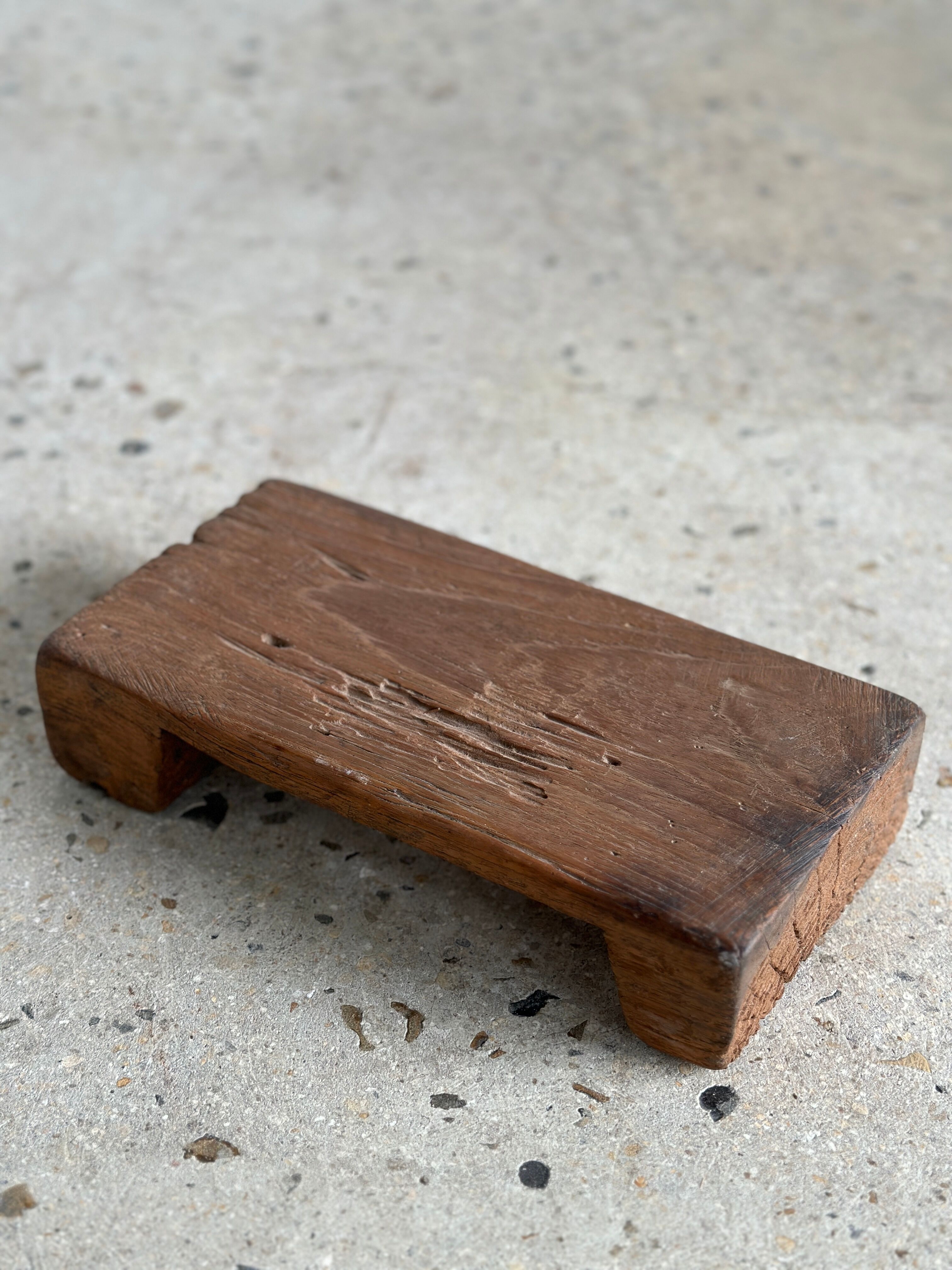 Mini Asian teak side stool blonde