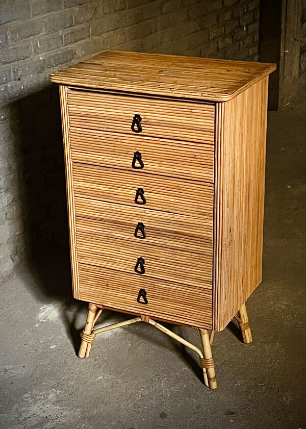Commode en rotin, années 60
