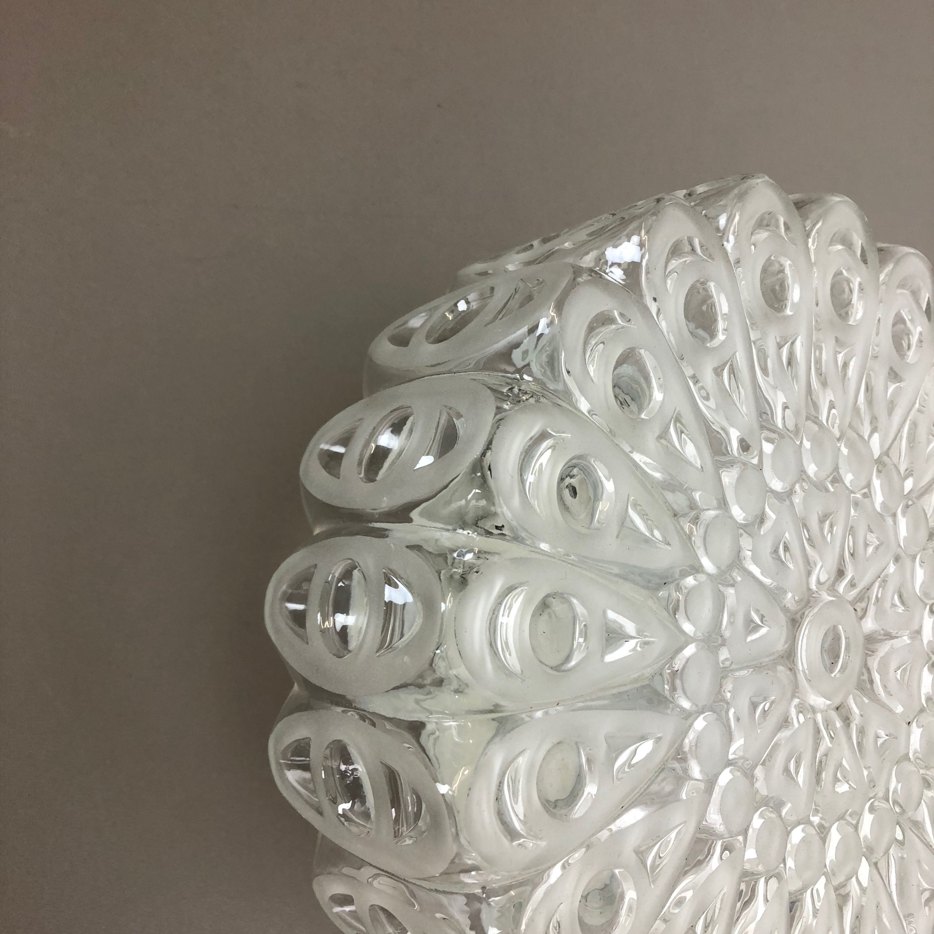 Modernist Floral Glass Wall Light Sconce Made by Hillebrand, Germany, 1970s