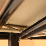 Briwn Formica table with extension cords and drawer