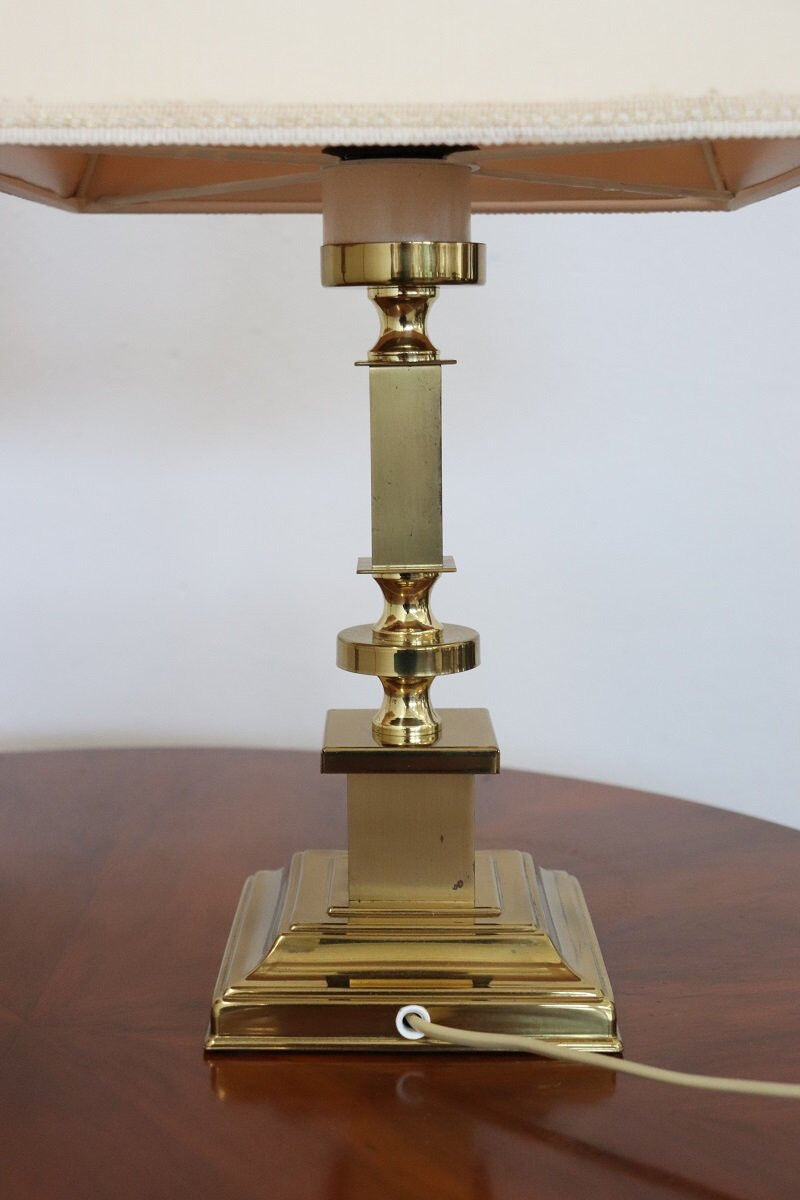 Golden Bedside Table Lamps, 1970s, Set Of 2