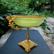 19th-century onyx and bronze fruit bowl tazza