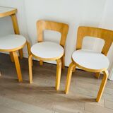 Table, 2 chairs and 1 stool Alvar Aalto