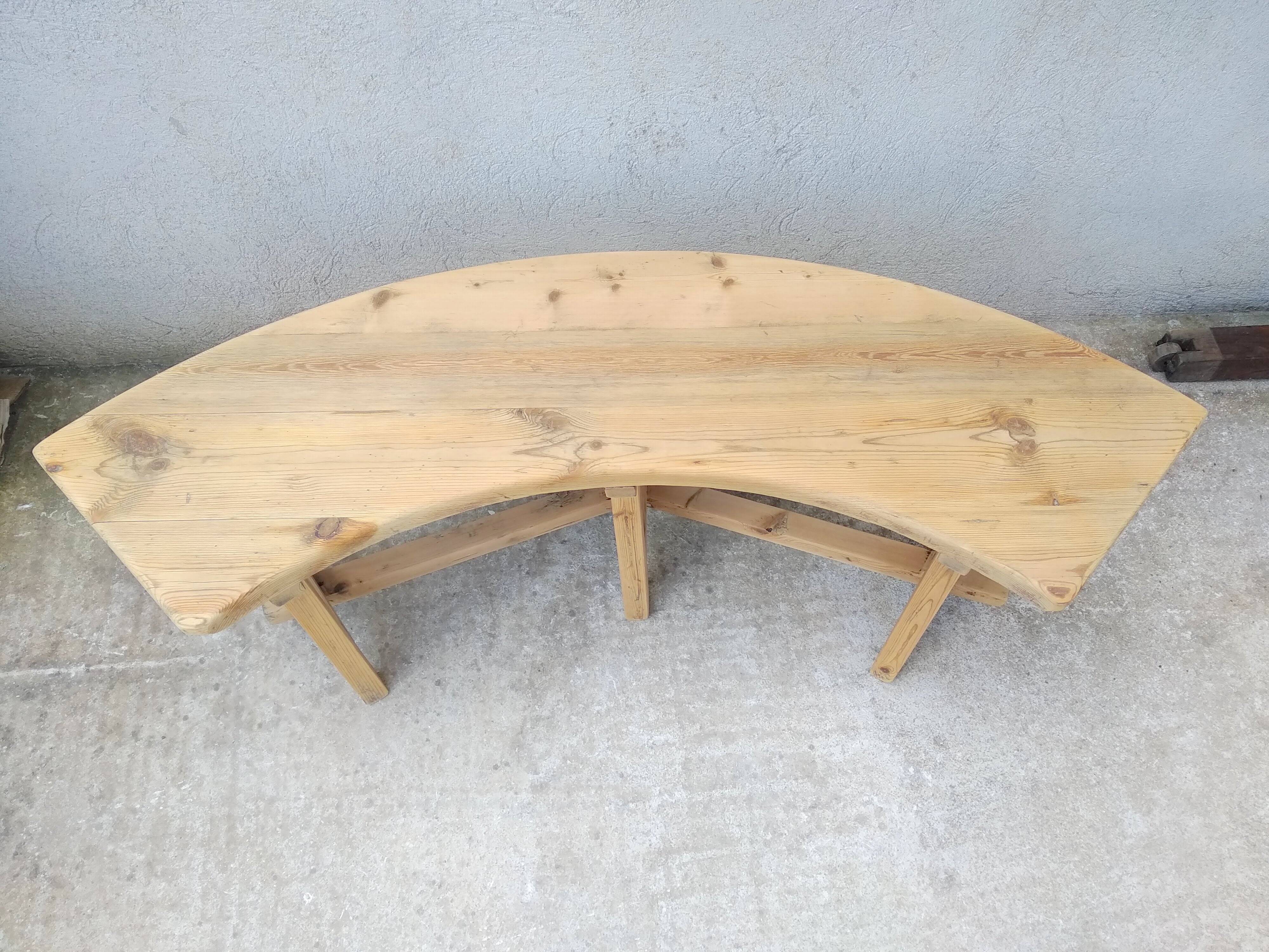 Vintage Curved Pine Bench