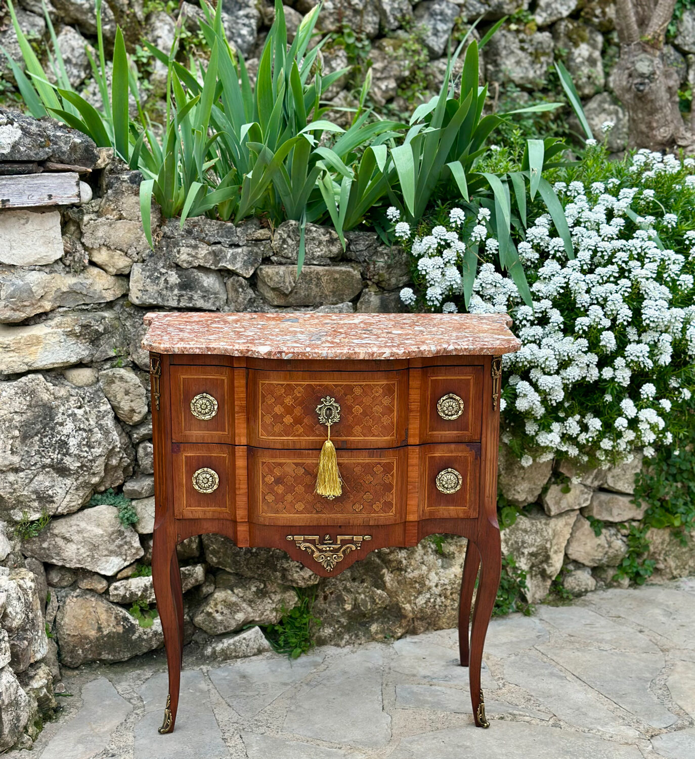 Small jump cabinet in precious wood marquetry.