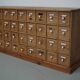 Antique German Pine Apothecary Cabinet with Enamel Shields, 1900s