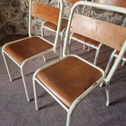 Vintage French school chairs – 1960s industrial cafe seats (set of 5)