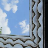 Mirror framing silver carved wood