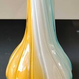 Antique large soliflore vase in venetian opaline glass, jack in the pulpit/murano. arum flower collar/triple multi-colored twisted overlay. high 40 cm