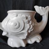 Faience white fish / centerpiece /pot cache/ carp