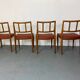 Chaises de salle à manger danoises en teck et cuir du milieu du siècle par Johannes Andersen pour Uldum Møbelfabrik, années 1950, lot de 4