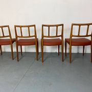 Mid-Century Danish Teak and Leather Dining Chairs by Johannes Andersen for Uldum Møbelfabrik, 1950s, Set of 4
