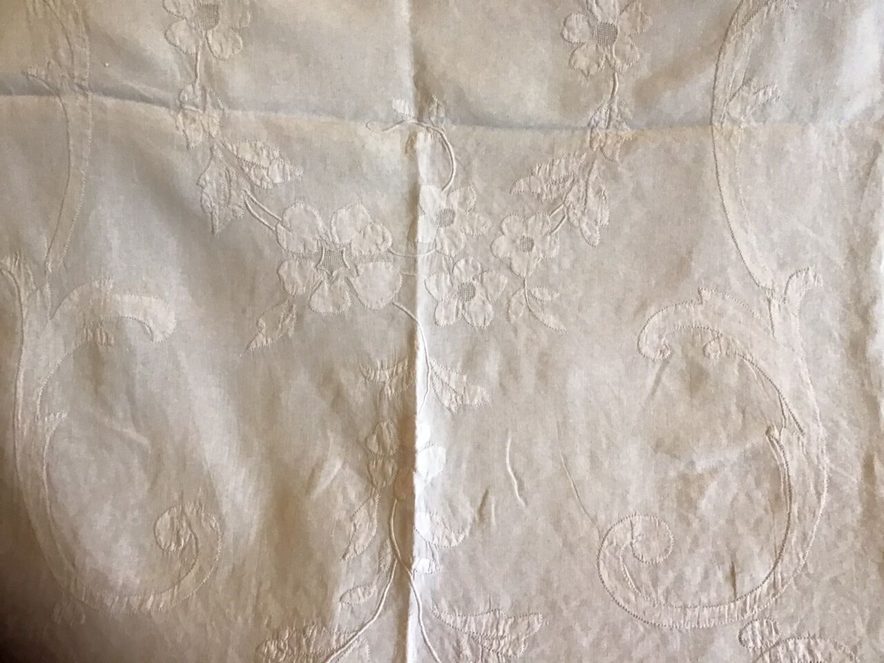 Large white ceremonial tablecloth