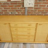 Wooden and rattan sideboard