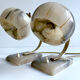 Pair of vintage art deco lamps, albatre marble brass, 30 years