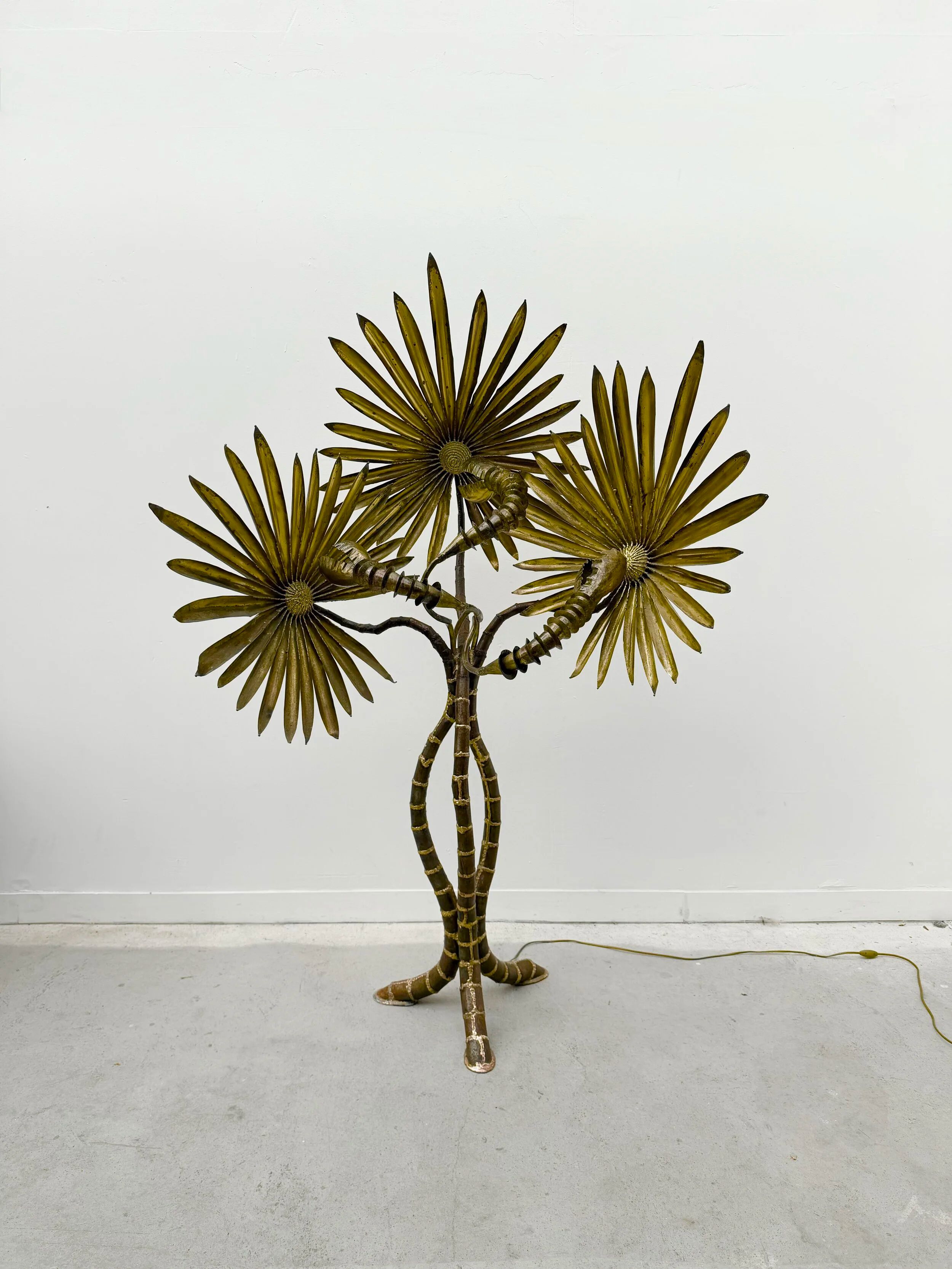 Palm tree floor lamp in brass, Italy 1970