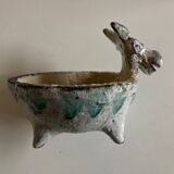 Empty cubist zoomorphic pocket in glazed clay