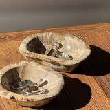 Round beige petrified wood bowl D21- 3780