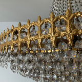 Brass chandelier and crystal tassel waterfall