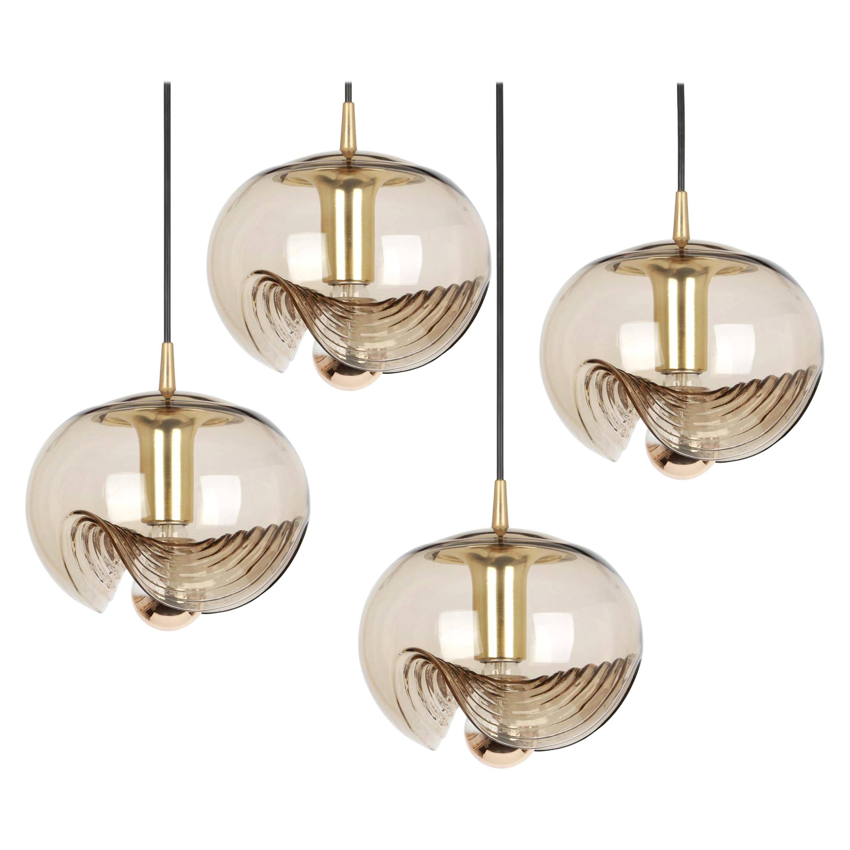 Large smoked glass pendant light by Peill & Putzler, Germany, 1970s.