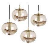 Large smoked glass pendant light by Peill & Putzler, Germany, 1970s.