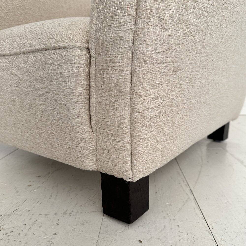 Vintage German Art Deco Armhair in White Fabric, 1920s