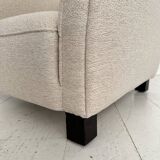 Vintage German Art Deco Armhair in White Fabric, 1920s