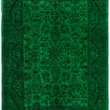Hand-knotted persian rug 1970s 192 cm x 262 cm green wool carpet