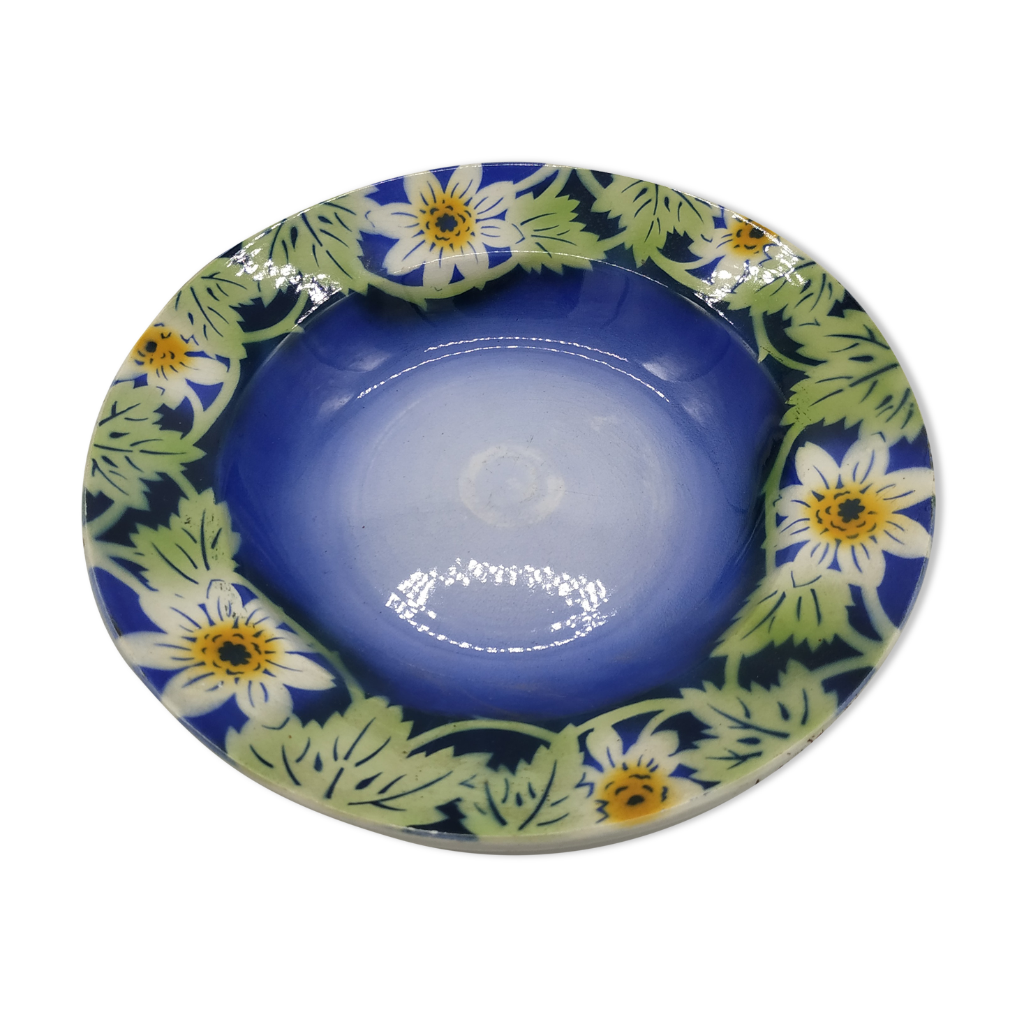 Plat creux aux Marguerites en porcelaine opaque de Gien