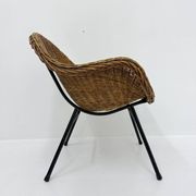 Chaise en osier de style mid-century, années 1950.