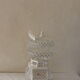 Cage has birds vintage, in wood and metal, painted in blue and white