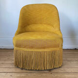 Toad armchair in gilded ribbed canvas