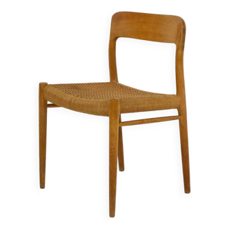 Oak Papercord Model 75 Dining Chair by Niels Möller 1960s