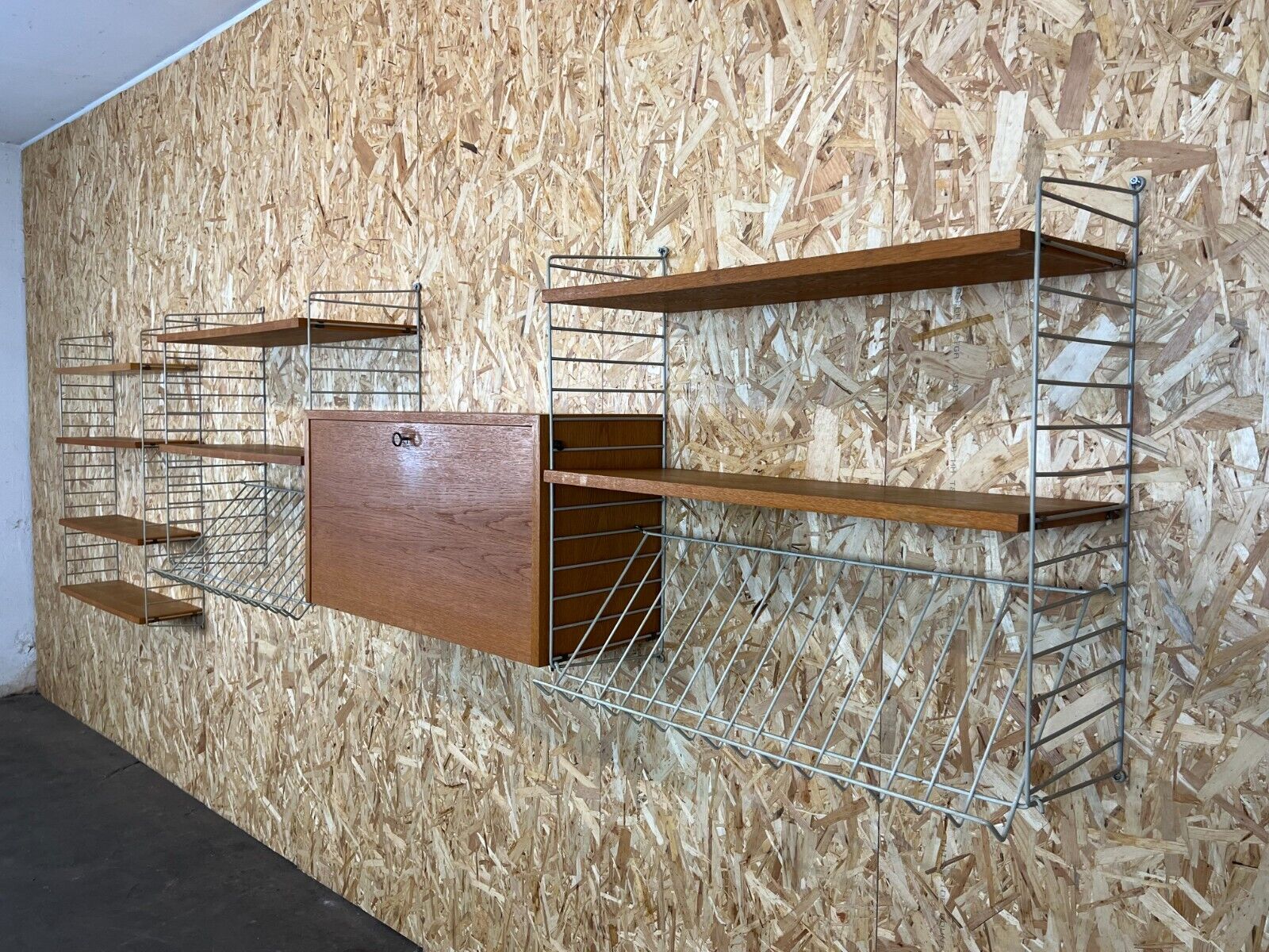 60's 70's oak string shelf module by Kajsa & Nils "Nisse" Strinning Sweden