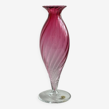 Crystal vase, Pink vase from Cristallerie du Val Saint Lambert.