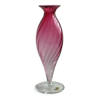 Vase en cristal, Vase rose de la Cristallerie du Val Saint Lambert.