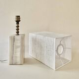 Onyx and brass lamp with a square shade.