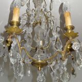 Bronze and crystal chandelier five arms of light, 19th century
