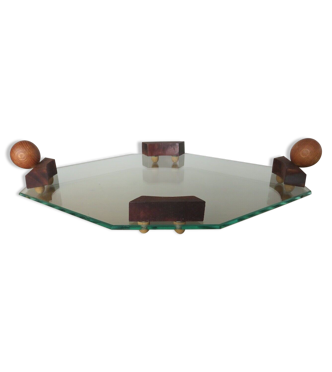 Plateau à Dés En Bois Octogonal - Revêtu De Feutre - 10,5x10,5cm - Pour Jeux De Dés, Casino Ou Déco