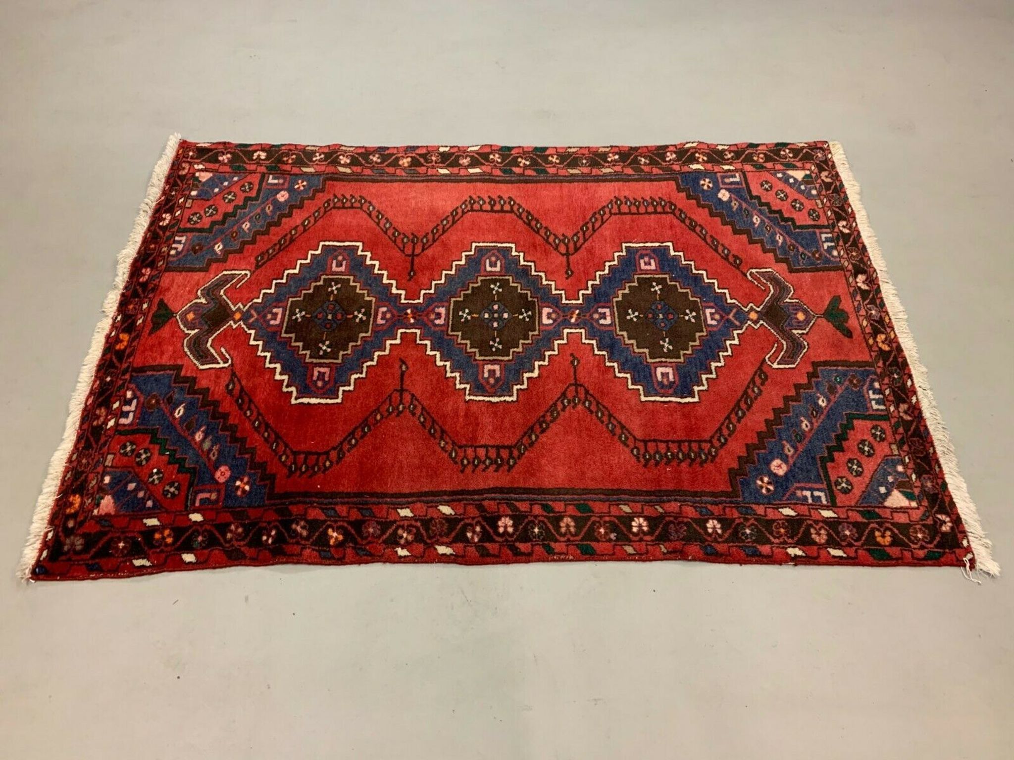 Vintage Tribal Rug 205x137 cm Wool Oriental Hand Made Rug Red, Navy