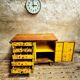 Industrial workbench trolley yellow chest of drawers