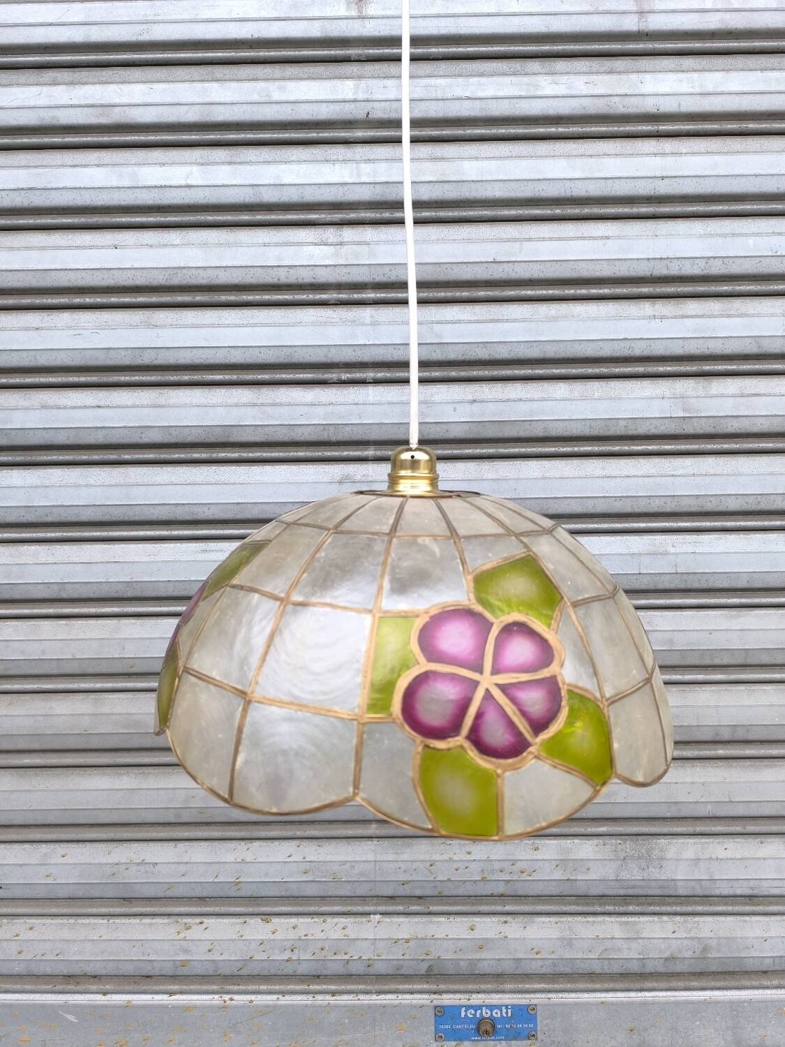 Mother-of-pearl and brass pendant light 1940
